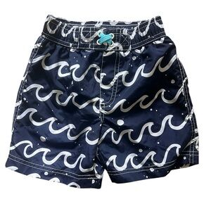 Wippette Boys Navy Blue Wave Swim Trunks |2T
